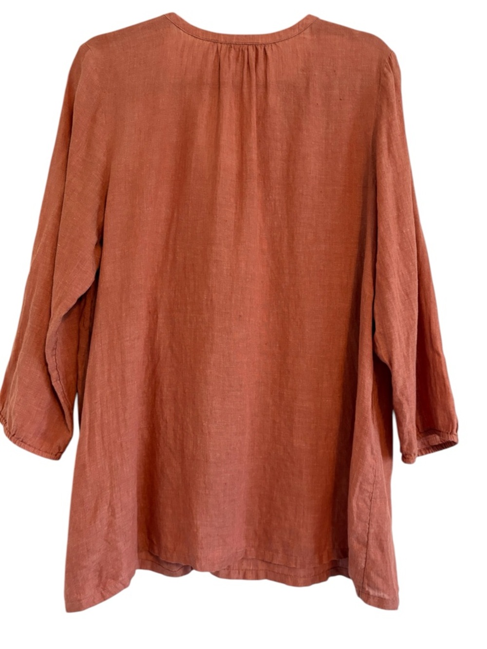J. Jill Rust 100% Linen Tunic | Button Front Breezy Summer Top Sz L - Picture 4 of 9